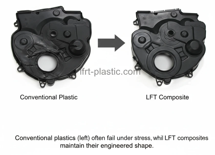 Automotive under-hood structural carrier molded from LGF40-PP operating in a high-temperature engine bay environment Automotive under-hood structural carrier molded from LGF40-PP operating in a high-temperature engine bay environment