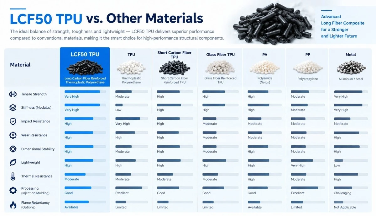 LCF50 TPU Vs Other Material LCF50 TPU Vs Other Material